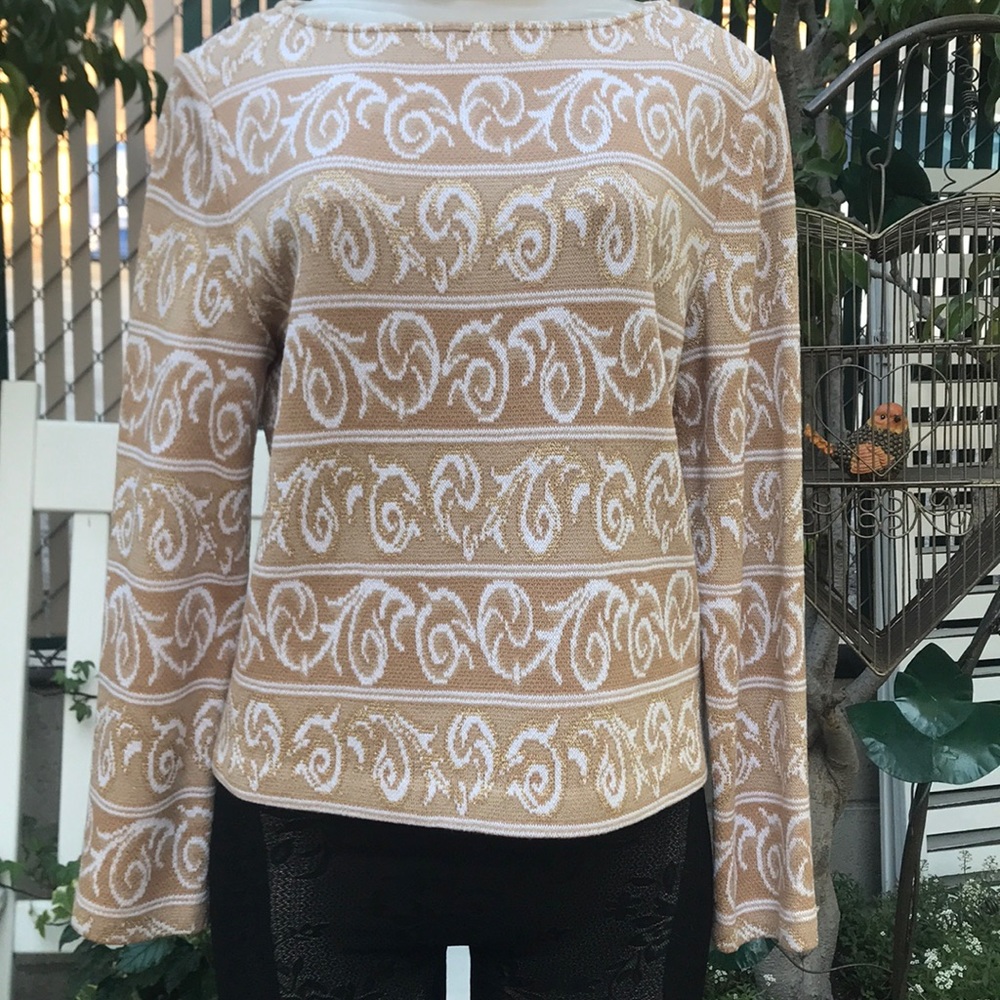 SWEATER TAN-WHITE SPARKLEY